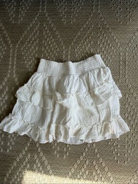 Ocean Drive White Ruffle Tiered Mini Skirt